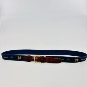 Vintage Notre Dame Fighting Irish Canvas Logo Belt Men's Size 36 Green USA Made
